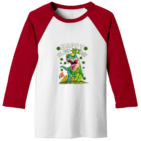 Happy St Pat Rex Day Funny Irish T-Rex Dino Baseball Tees