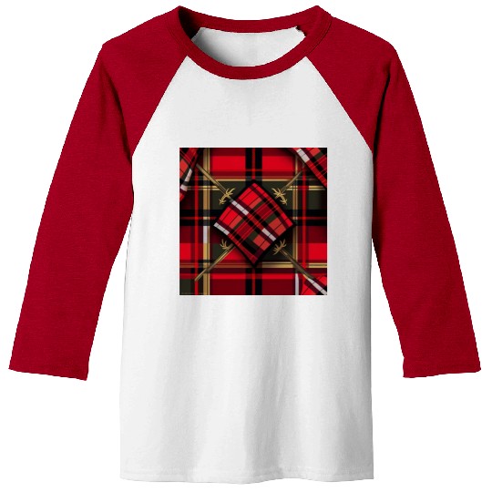 Red Tartan Trellis Baseball Tees