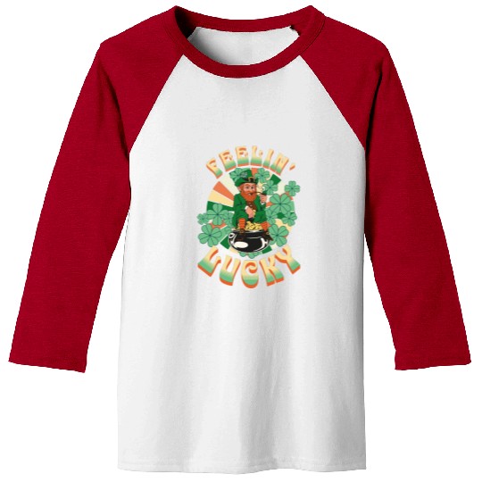 Feeling Lucky Groovie Leprachaun St. Patricks Day Baseball Tees