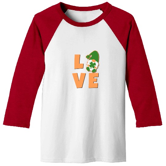 Love Gnome St Patricks Day Woman, Lucky Clover Baseball Tees