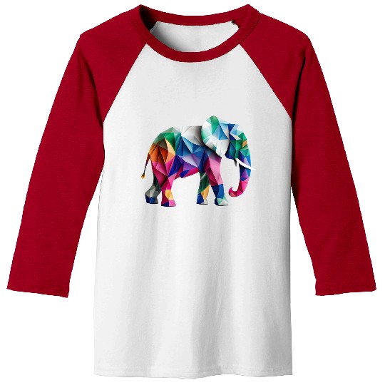 Vibrant Origami Elephant - Handmade with Love Baseball Tees