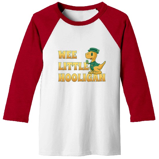 Wee Lil Hooligan loves Dinosaur St Patrick Day Baseball Tees