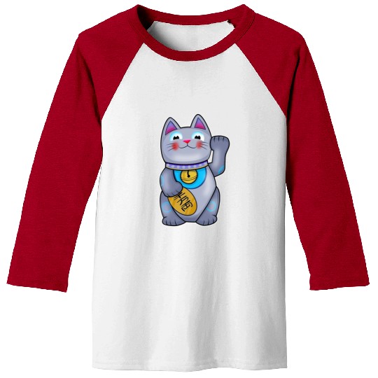 Cute Helpful Maneki Neko Lucky Cat Baseball Tees