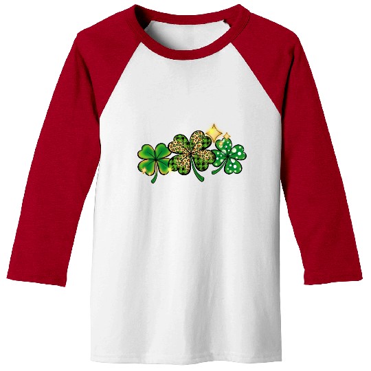 Happy Patricks Day With Leaf Green And Leopard Baseball Tees