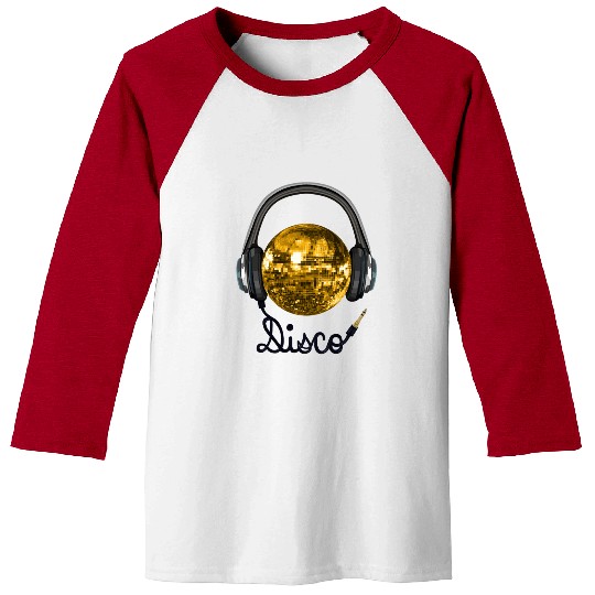 Gold Disco Ball Music Headphones Baseball Tees