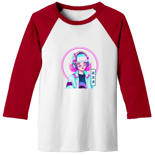 Japanese Vaporwave Gamer Girl Synthwave Aesthetic Baseball Tees