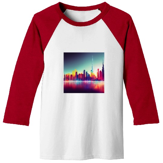 Dubai silhouette skyline abstract art Baseball Tees