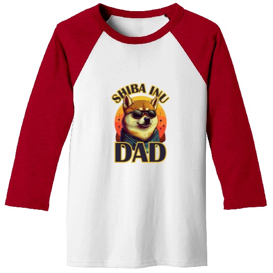 Shiba Inu Dad Retro Dog Lover Funny Cute Pet Baseball Tees