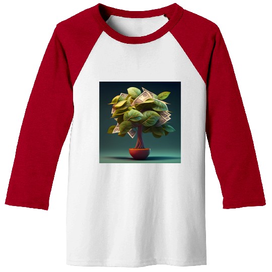 Plant in Flower Pot Money Tree - 3D Digital Art Baseball Tees