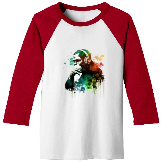 Banksy DJ Monkey Thinker Baseball Tees