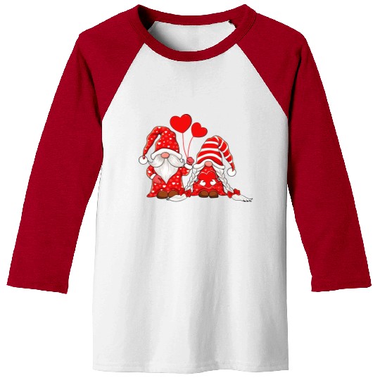 Gnomes Couple Holding Hearts Love Pattern Baseball Tees