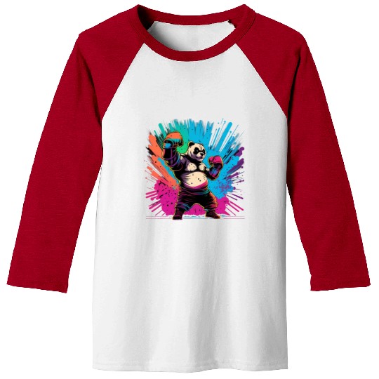 Cool Colorful Panda Boxer MMA Martial Arts Baseball Tees
