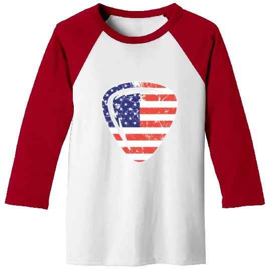 4th of July US Guitar Plectrum Baseball Tees