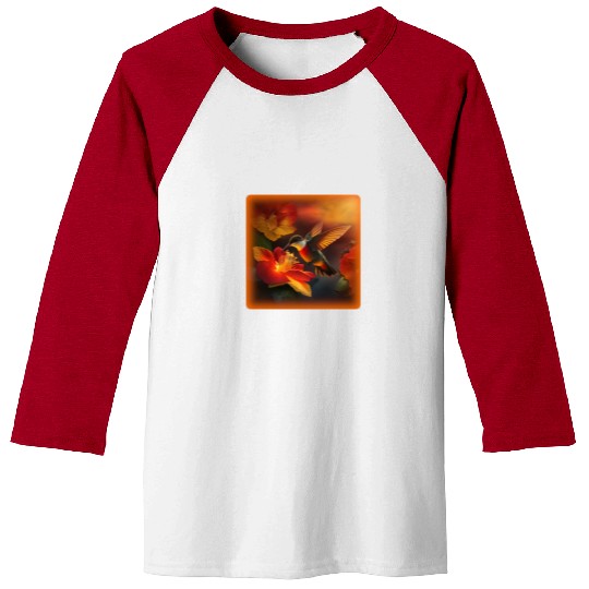 Hummingbird Hibiscus Flower Morning Sunrise Nature Baseball Tees