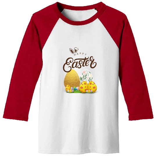 Happy easter sayings egg bunny Baseball Tees
