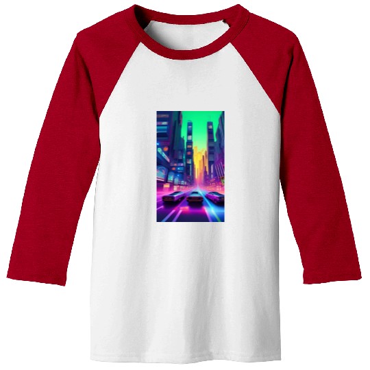 Future City Cyber Cyberpunk Scifi Design Baseball Tees
