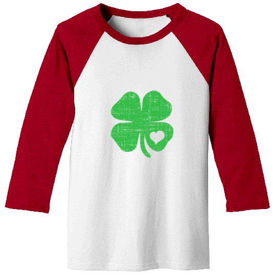 Green Four Leaf Clover Heart - St Patricks Day4 le Baseball Tees