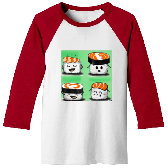 Happy Cheerful Sushi I Love Sushi Design Baseball Tees
