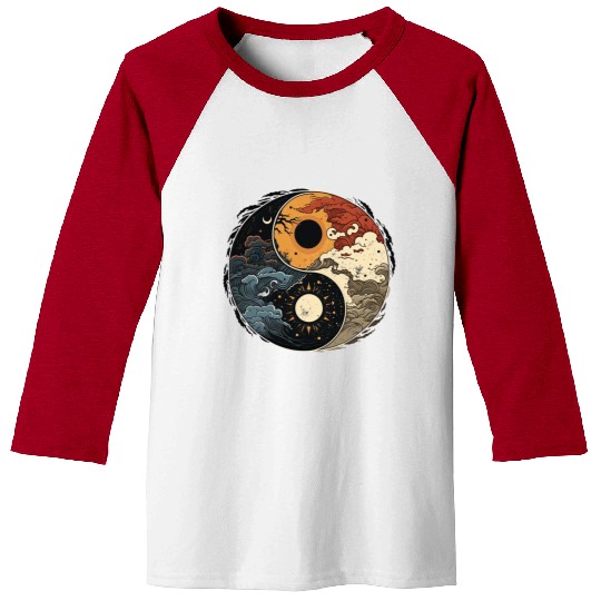 Sun and moon yin yang Baseball Tees