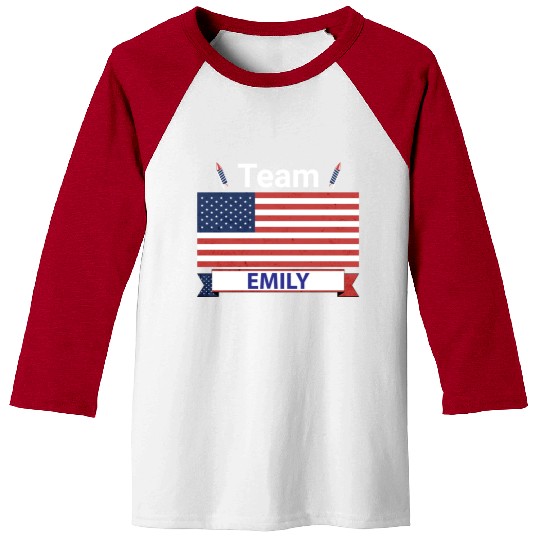 Team Emily USA American Flag Stars Baseball Tees