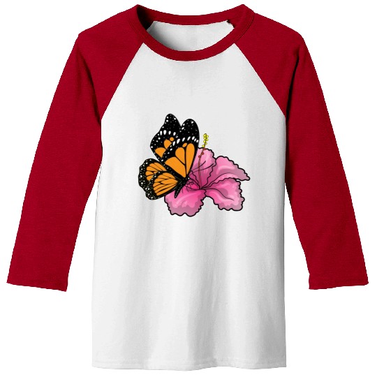 Butterfly Hibiscus Flower Baseball Tees