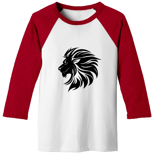 Mighty Lion Head Mane Cool Tattoo Style Baseball Tees