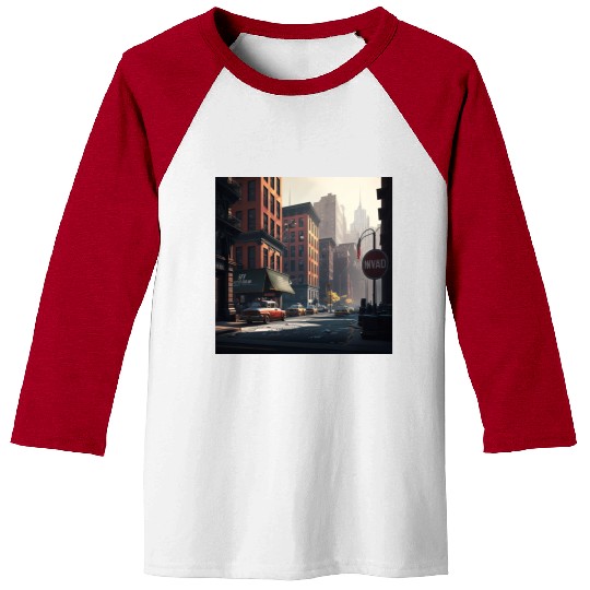 New York City Art Iconic Place Drawing Canvas Baseball Tees