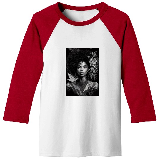 Black-and-White Afrocentric Art Baseball Tees