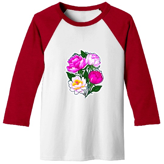 Peony Flower Art Baseball Tees