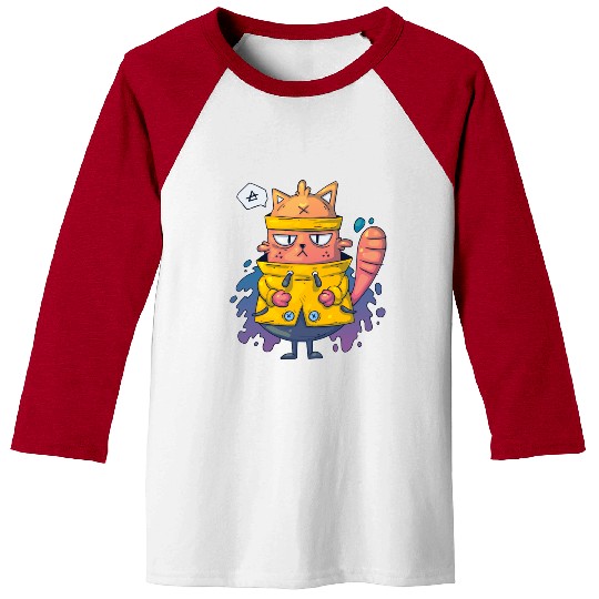 Cat Yellow Sweater Cartoon Baseball Tees