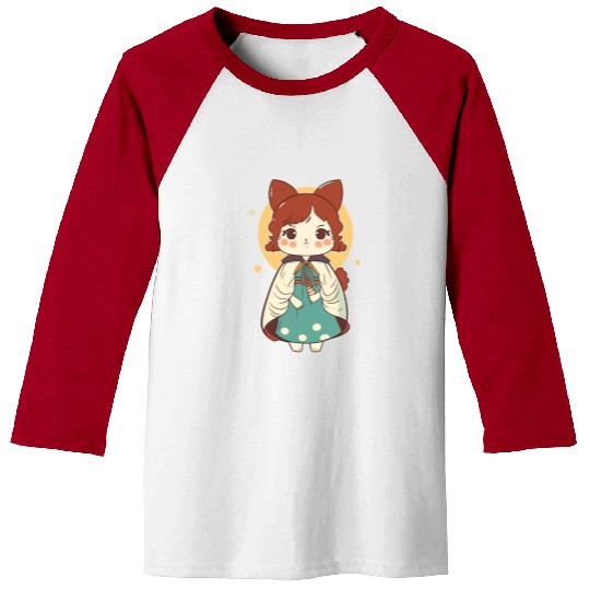 Cat Art Japanese Cat Girl Baseball Tees