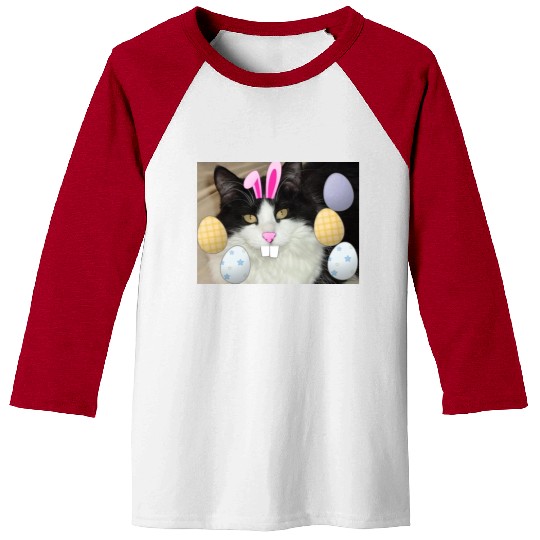 Easter Bunny Cat Face Decor Baseball Tees