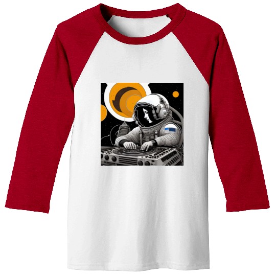 Intricate detailed artwork of astronauts using Baseball Tees