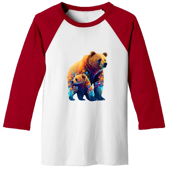 Mother Bear and Cub Sublimation Graphic Wild 2 Baseball Tees