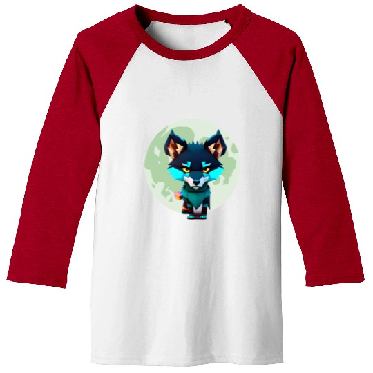 Cute Wolf Moon Graphic Baseball Tees