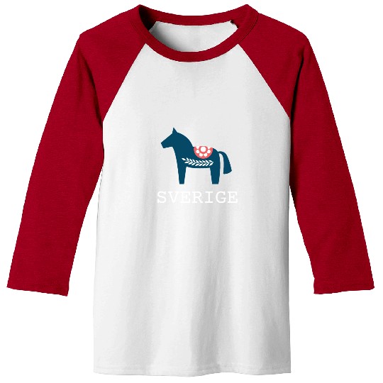 Sverige Sweden Swedish Dala Horse Dalecarlian Baseball Tees