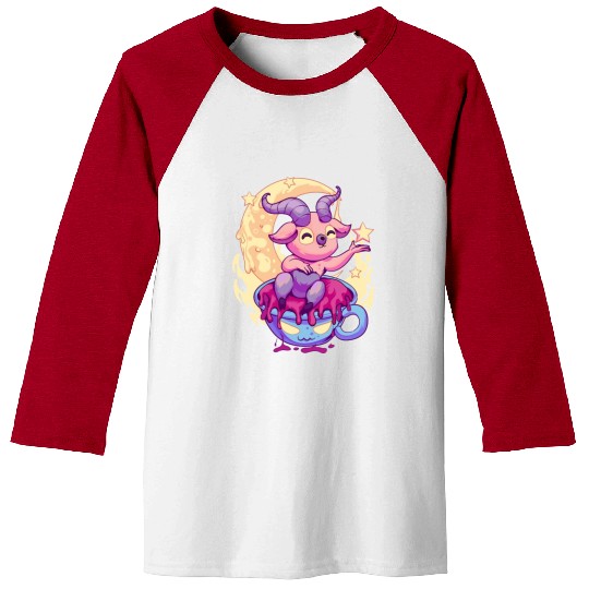 Pastel Goth Kawaii Baphomet Tea Baseball Tees