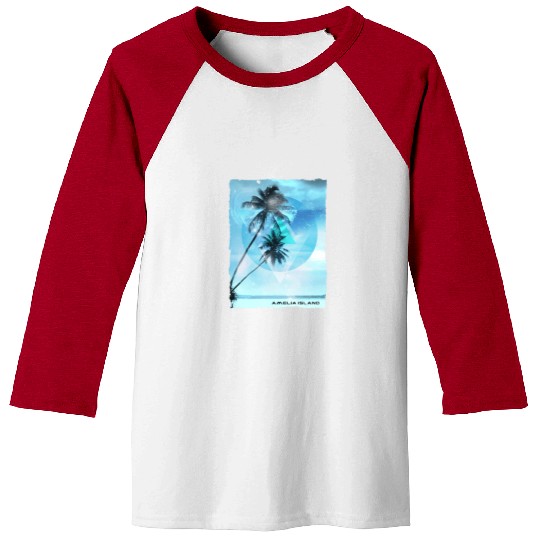 Artistic Amelia Island Florida Palm Tree Vacation Baseball Tees
