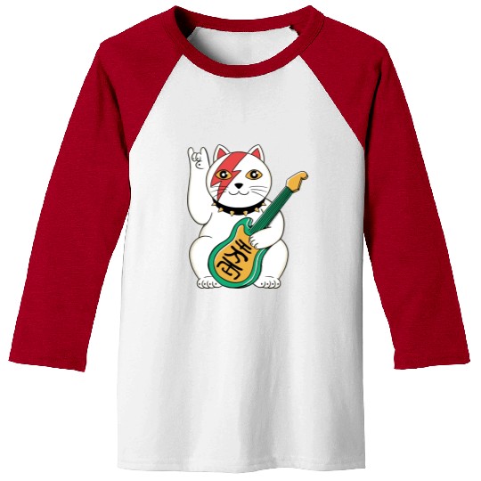 Lucky Cat Guitar Guitarist Baseball Tees