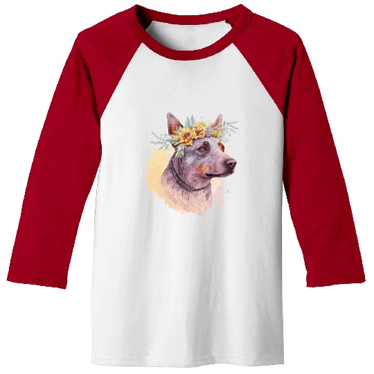 Cute Australian Cattle Dog Flower Crown Pet Dog Fl Baseball Tees