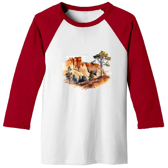 Bryce Canyon Watercolor Wonderland Baseball Tees