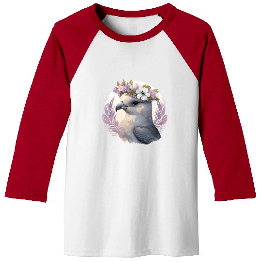 Cute Fulmar Bird Flower Crown Floral Tropical Bird Baseball Tees
