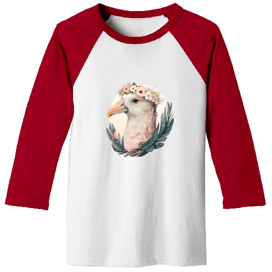 Cute Albatross Bird Flower Crown Floral Tropical B Baseball Tees