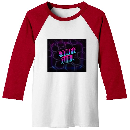 gamer girl neon 3d Baseball Tees