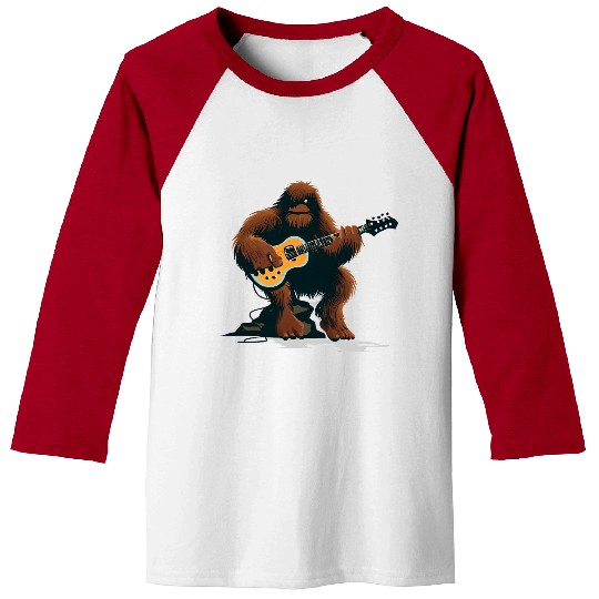 Bigfoot plays guitar Baseball Tees