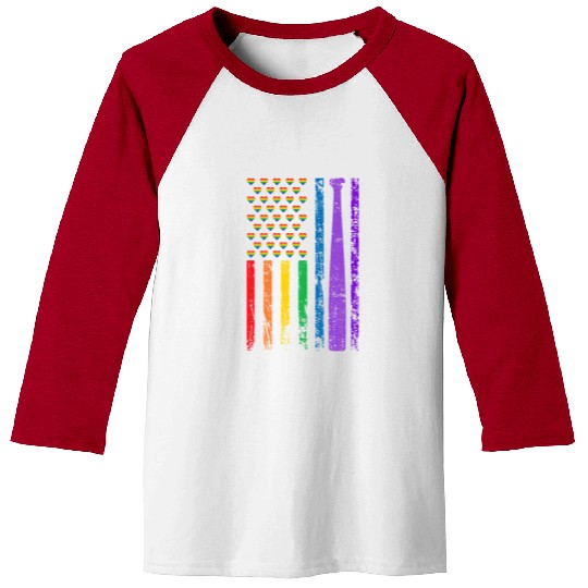 American Sports Flag Rainbow LGBT Pride Month Baseball Tees