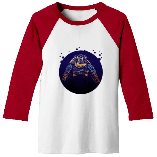 Sea Life - Colorful Sea Turtle Baseball Tees