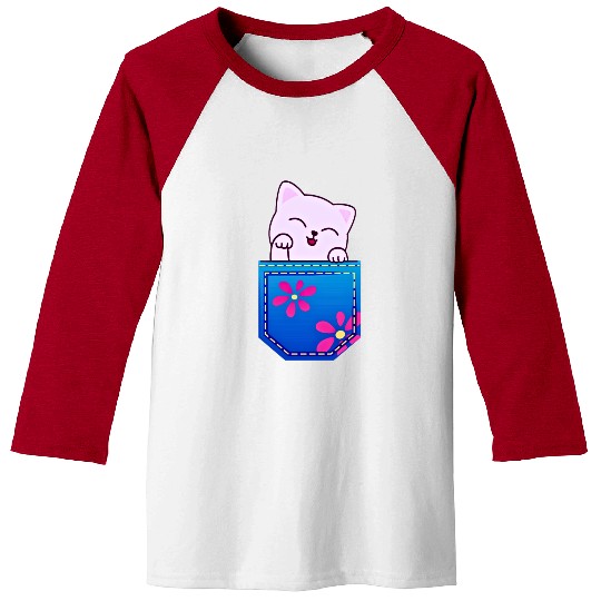 Cat in the pocket Baseball Tees