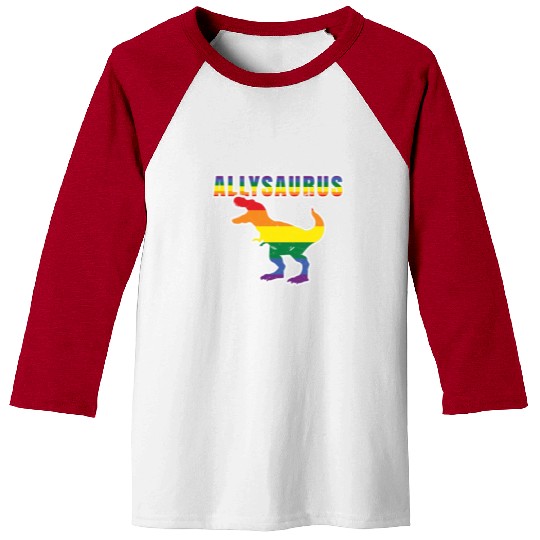 Ally Dinosaur Roar LGBTQ Rainbow LGBT Pride Month Baseball Tees