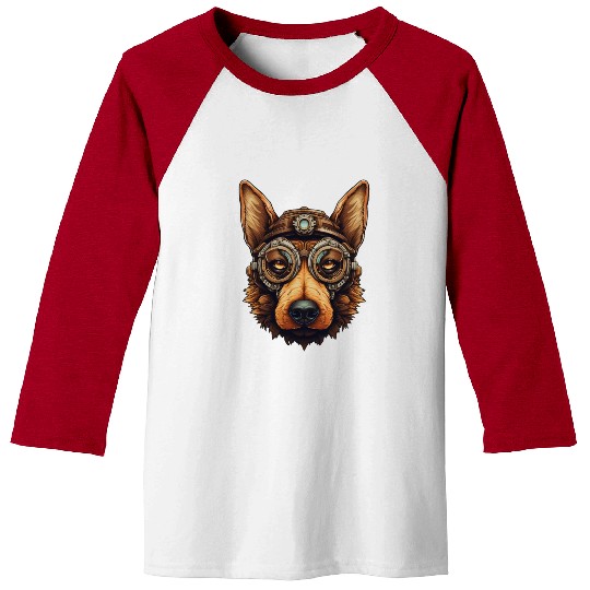 Steampunk German Shepherd Dog in Clockwork Baseball Tees